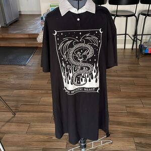 Hot Topic Dragon Tarot Collared Oversized T-Shirt Dress